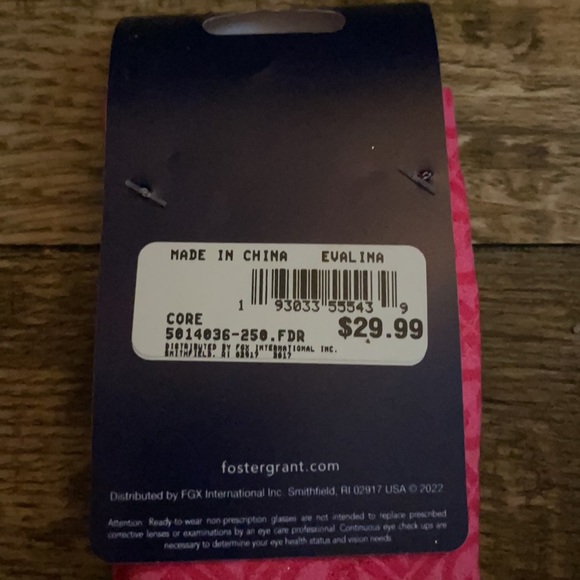 NWT FOSTER GRANT +2.50 Red/Magenta Reading Glasses - Picture 13 of 16